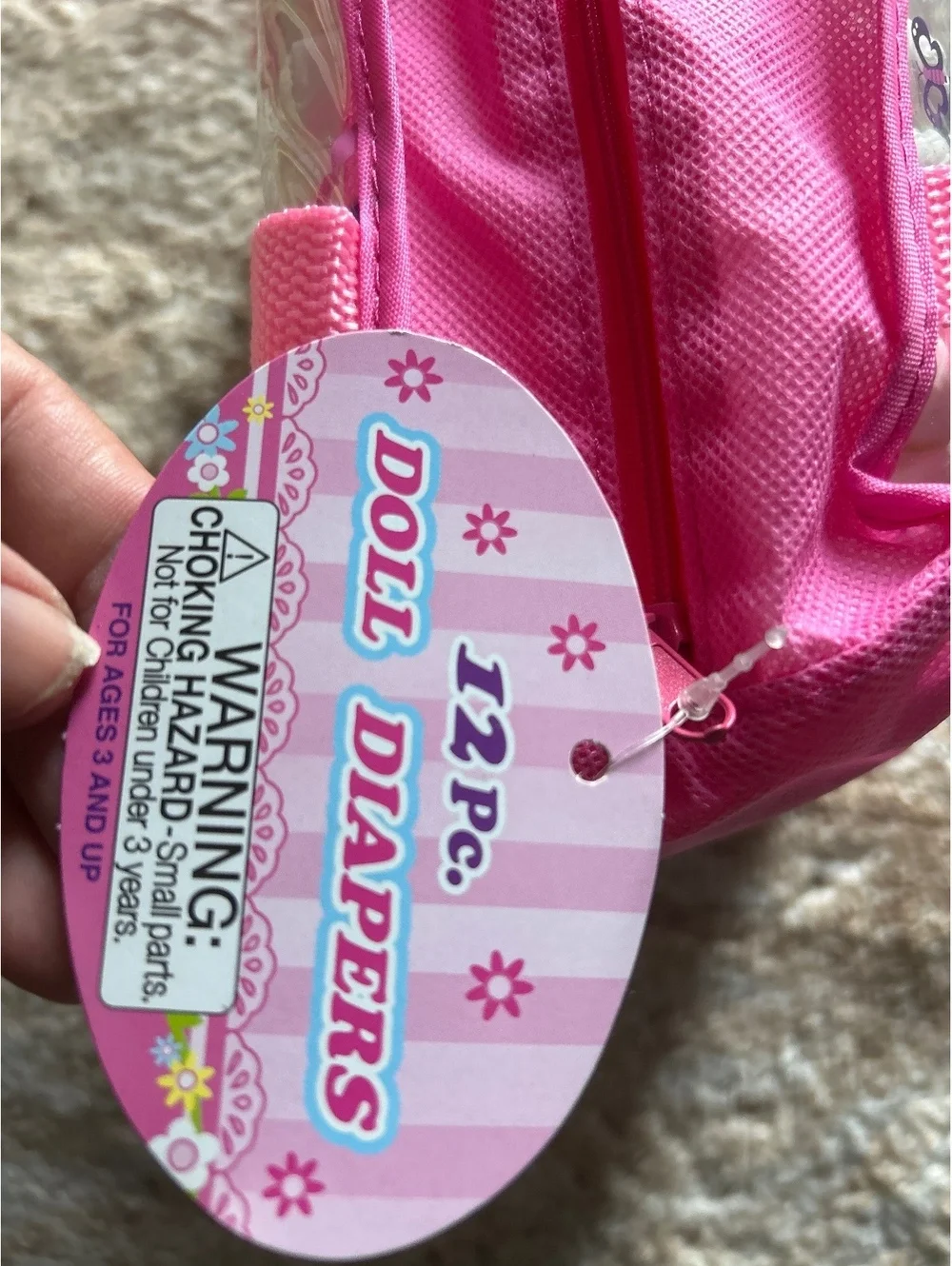 12 Piece Doll Diapers with Pink Carrying Case